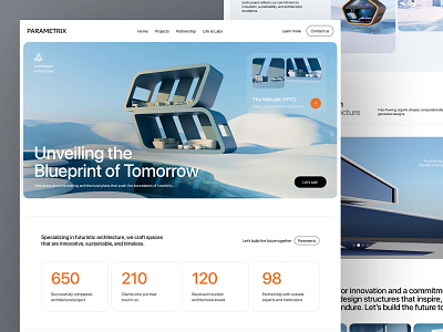 Parametrix: modern architecture website. 3d animation branding estate figma framer graphic design hero section landing page light themem logo mobail modern modern website motion graphics ui uiux ux web design website