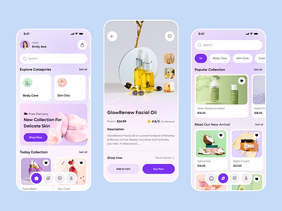 Beauty Store Mobile App beauty beauty app cosmetic e commerce makeup minimalist mobile mobile app product shop shopify skin skincare store swiss ux