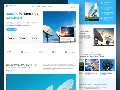 Satellite Technology Website • Connectivity Platform UI aerospace design b2b web design clean interface connectivity platform data driven ui enterprise ui futuristic web design landing page professional ui satellite network satellite solution satellite website solar website space tech design tech landing page telecom ux trexalab ui wda website design