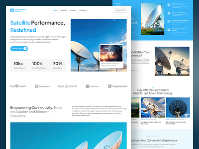 Satellite Technology Website • Connectivity Platform UI aerospace design b2b web design clean interface connectivity platform data driven ui enterprise ui futuristic web design landing page professional ui satellite network satellite solution satellite website solar website space tech design tech landing page telecom ux trexalab ui wda website design