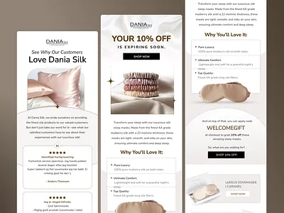 Email Design for DaniaSilk branding email design email designer email marketing email template figma graphic design klaviyo luxury brand modern desgn silk ui
