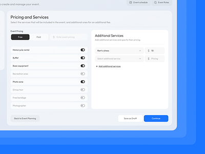 Pricing and Services • DLS add admin bike dealer design fee manage paid platform pricing saas service setting simple step switch system ui ux web