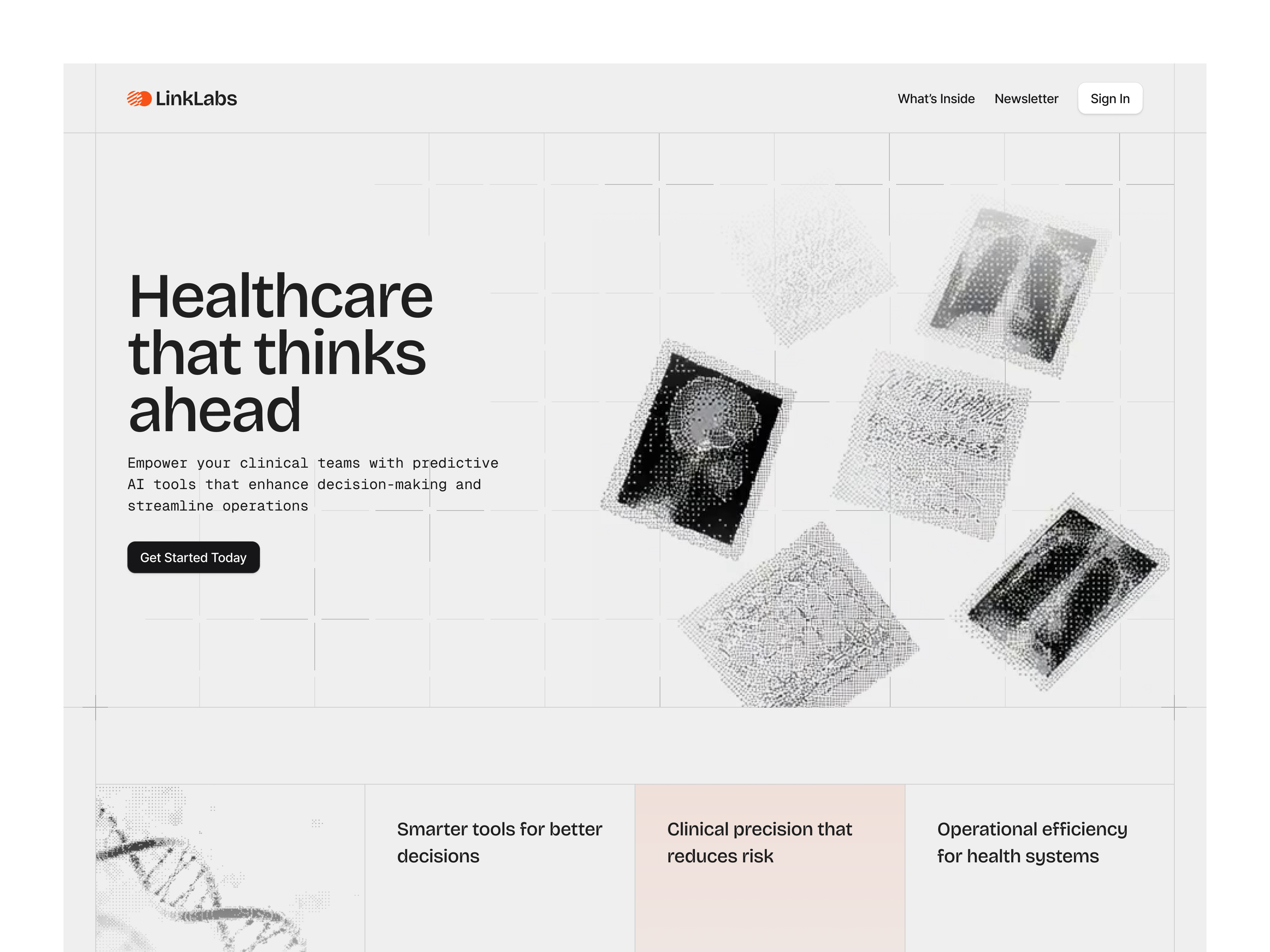 biomedical — landing page biomedical clean clinical design dither health healthcare illustration landing page modern npw smart ui ux