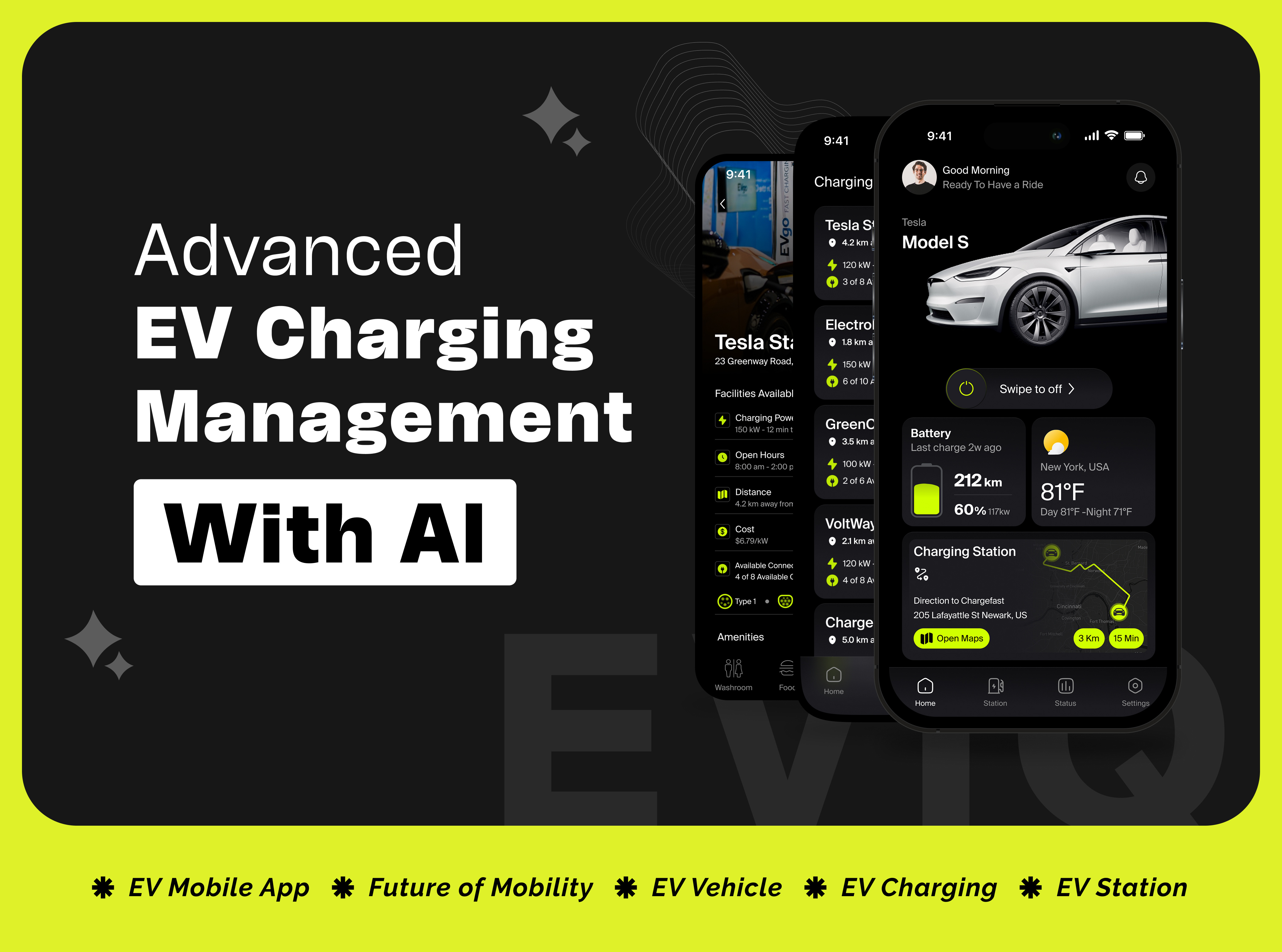 EVIQ — SMART, SEAMLESS EV APP UI EXPERIENCE ai case study charging station elecrtic vehicle ev future of mobility mobile app mvp product design ui ux