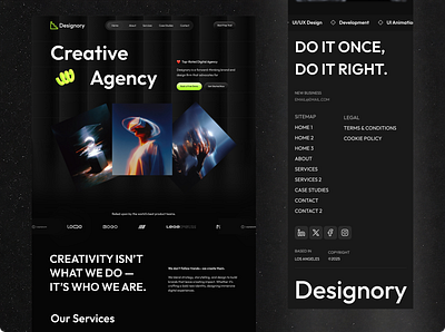 Responsive Creative Agency Website agencywebsite creativeagency creativeweb darkmodeui figmadesign freelancedesigner heroanimation interactiondesign interfaceinspiration landingpagedesign minimaldesign modernui portfolioinspiration responsiveui uidesign uiux uxdesign visualdesign websiteinspiration