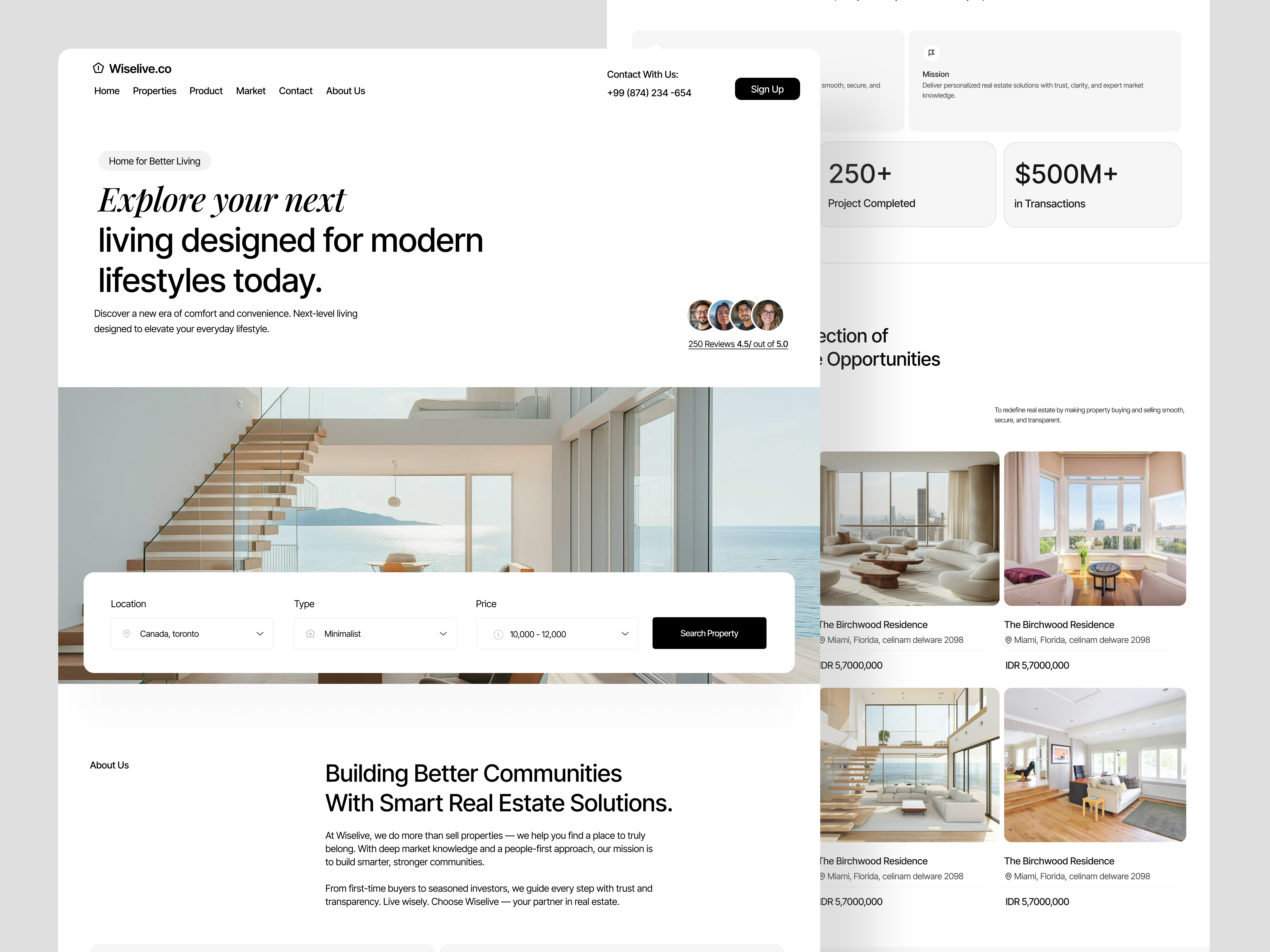 Example of Real Estate Website/Landing Page Design
