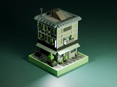 3D House - Blender Practice 3d architecture blender blender 3d house blocky 3d cartoon cartoon illustration cartooning design house 3d illustration minecraft procreate