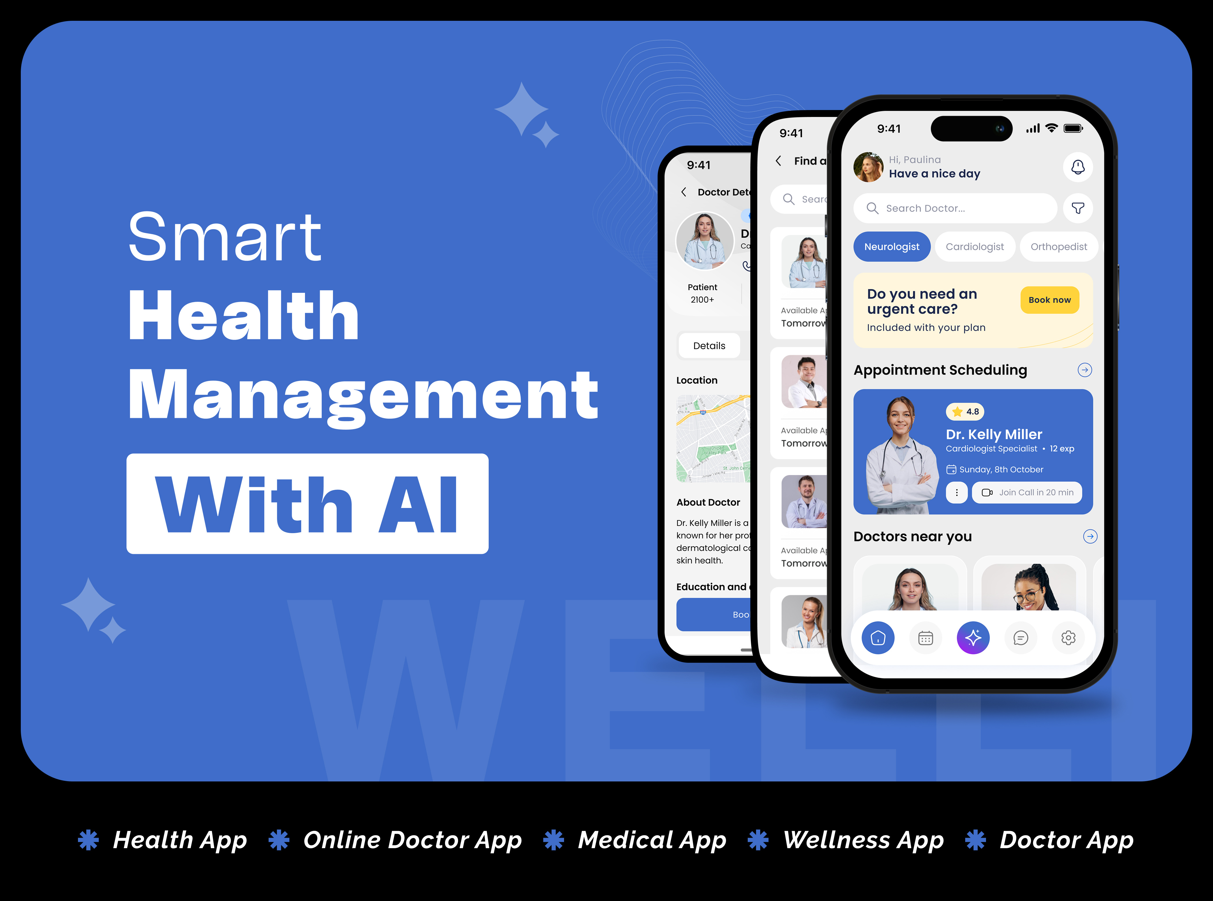 WELLI - AI Powered Doctors Assistant Agent Mobile App case study doctor app health app health management medical app medical assistant online doctor ui ux wellness app