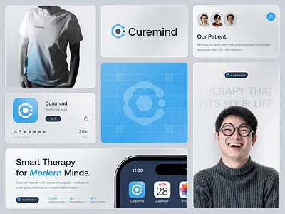 Curemind - Online Psychotherapy Branding Design ads design animate b2b biotech brand brand identity branding branding concept digital therapy dipa inhouse graphic design logo design saas startup visual identity