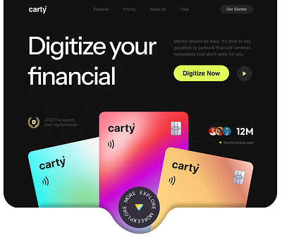 Black Theme Hero Section ui ux
