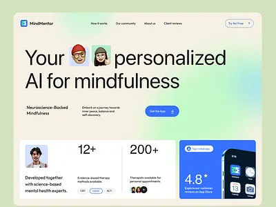 Mind Mentor Hero Section ui ux