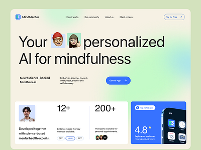Mind Mentor Hero Section ui ux