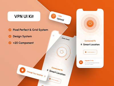 VPN Ui Kit | Mobile App — UX/UI Design app design fashionapp foodapp graphic design illustration landing page mobile app uiux web design website