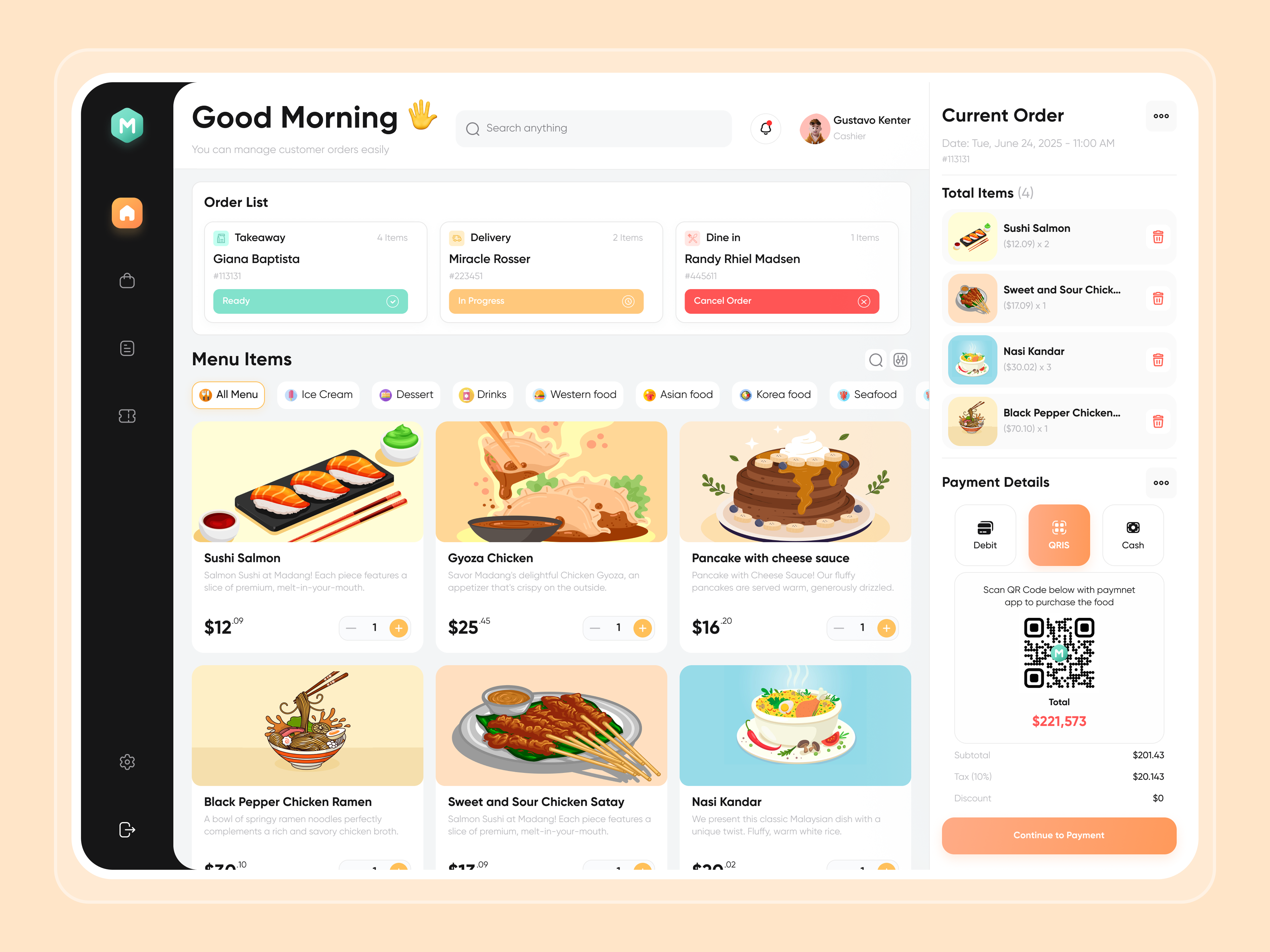 Madang - POS Dashboard 🍕 3d animation app branding dashboard design graphic design illustration landingpage logo minimal mobile design mobile ui motion graphics pos ui ux