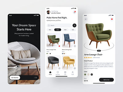 Vellura - Interior Ecommerce App UI Design android design detail page ecommerce furniture interaction design interior ios list product mobile application mobileapp onboarding online shop saas shopping ui uidesign uiux ux uxdesign