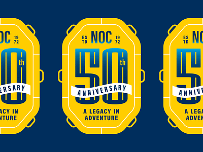 NOC - 50th Anniversary Badge Concept anniversary badge branding clean emblem graphic design logo raft seal typography vector whitewater