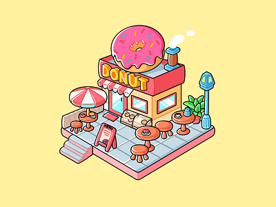 Isometric Donut Shop - Little Shop Project 3d animation branding cartoon colorful cute design donut flat design fun graphic design illustration isometric logo playful procreate shop store ui vector