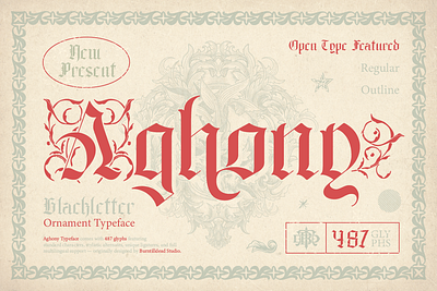 Aghony artistic font blackletter custom font dark font decorative font display font font font design font style free font gothic font horror font logotype medieval font metal font occult font old english outline font retro font tattoo font