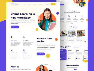 Online Learning Landing Page design education landing page ui web design