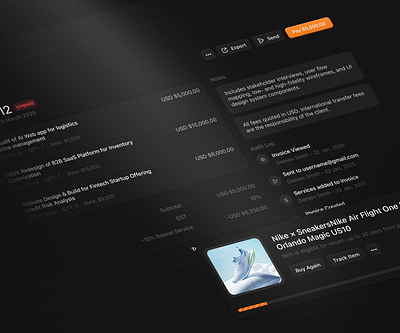 Customer Service Dark Mode billing clean customer dark dark mode design interface invoice manage minimal payment prodcut saas service settings ui ui design ux ux design web
