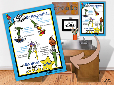 Mr. Brush Poster brush design educational poster freelance illustration mr brush poster