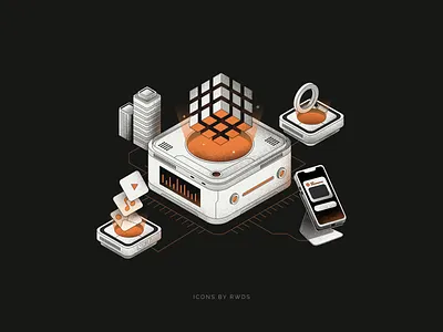Data center crypto data illustration isometric nft vector web illustration web3