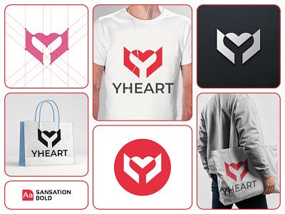 Yheart - Brand Identity Design ( Logo Forsale ) brand identity branding corporate creative elegant finance geometric identity design letter y lettermark logo logo mark luxury minimalist type typography visual identity y love y love logo