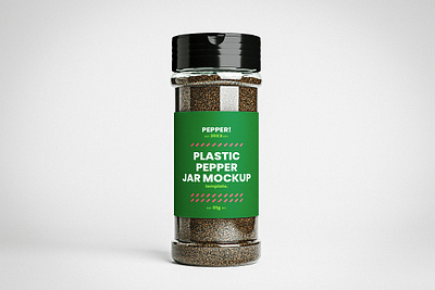 Plastic Pepper Jar Mockup PSD container food illustration ingredient isolated kitchen mockup packaging plastic plastic pepper jar mockup psd product seasoning template white