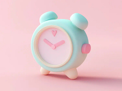 3D Pastel Alarm Clock in Cute Style| Custom 3D Design 3d 3d modeling art clock cute cute style model modeling pastel pastel clock pastel colors pastel style render soft style