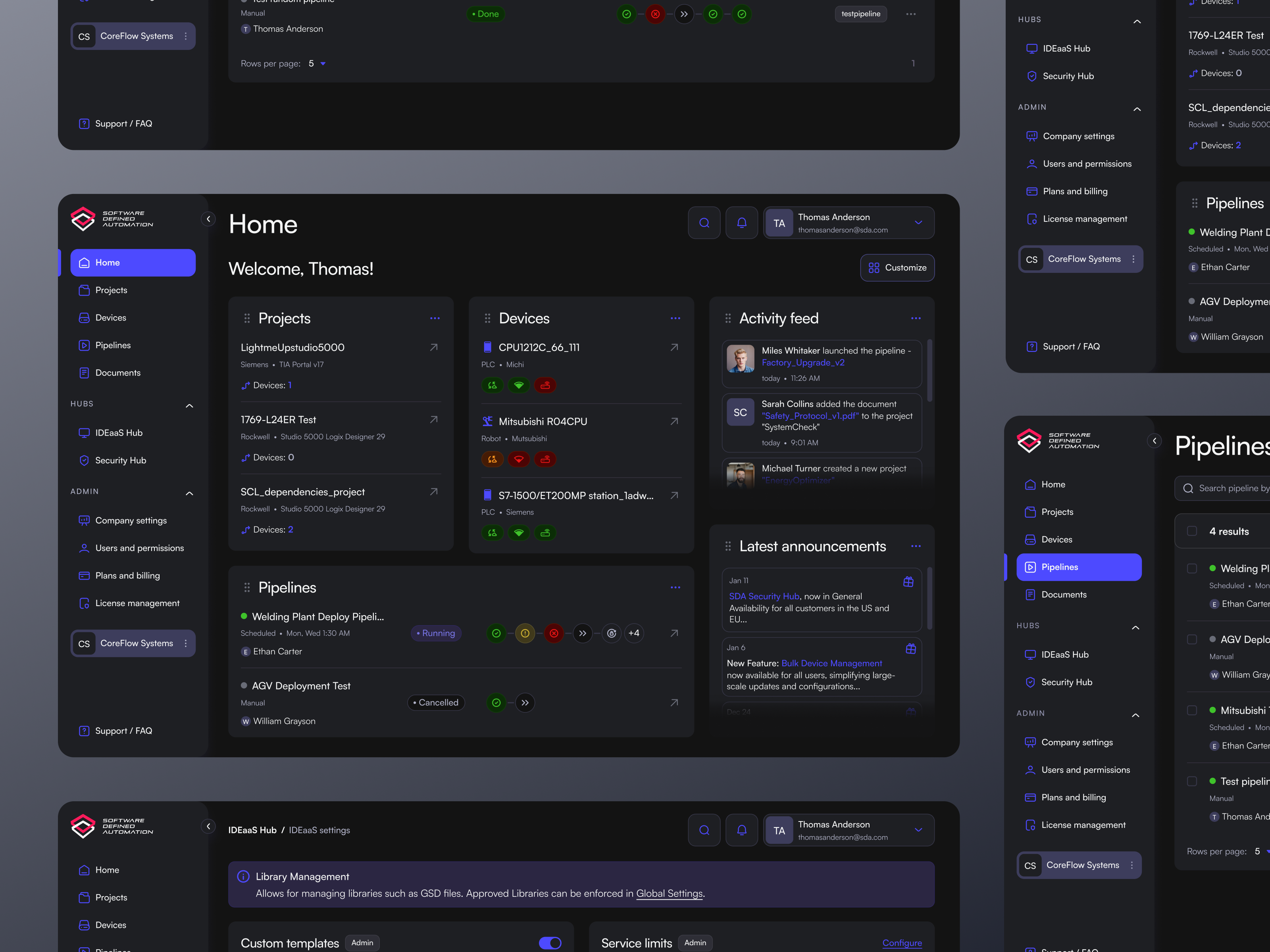Example of Software Management Web App Design 