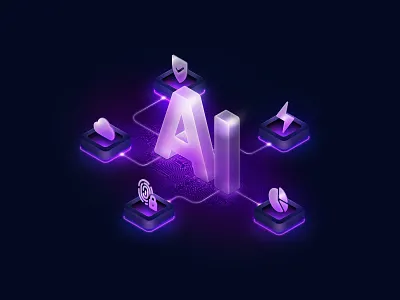AI Infrastructure Illustration ai artificial intelligence cloud dark design gateway graphic design illustration isometric marketing security speed stats traefik