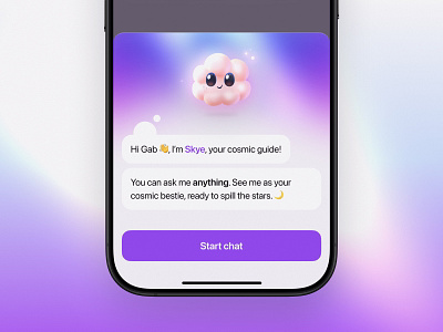 Cute Cloudy AI Assistant ☁️✨ 3d ai app app design assistant avatar branding chat chatbot cloud design gradient graphic design illustration logo message mobile sky ui