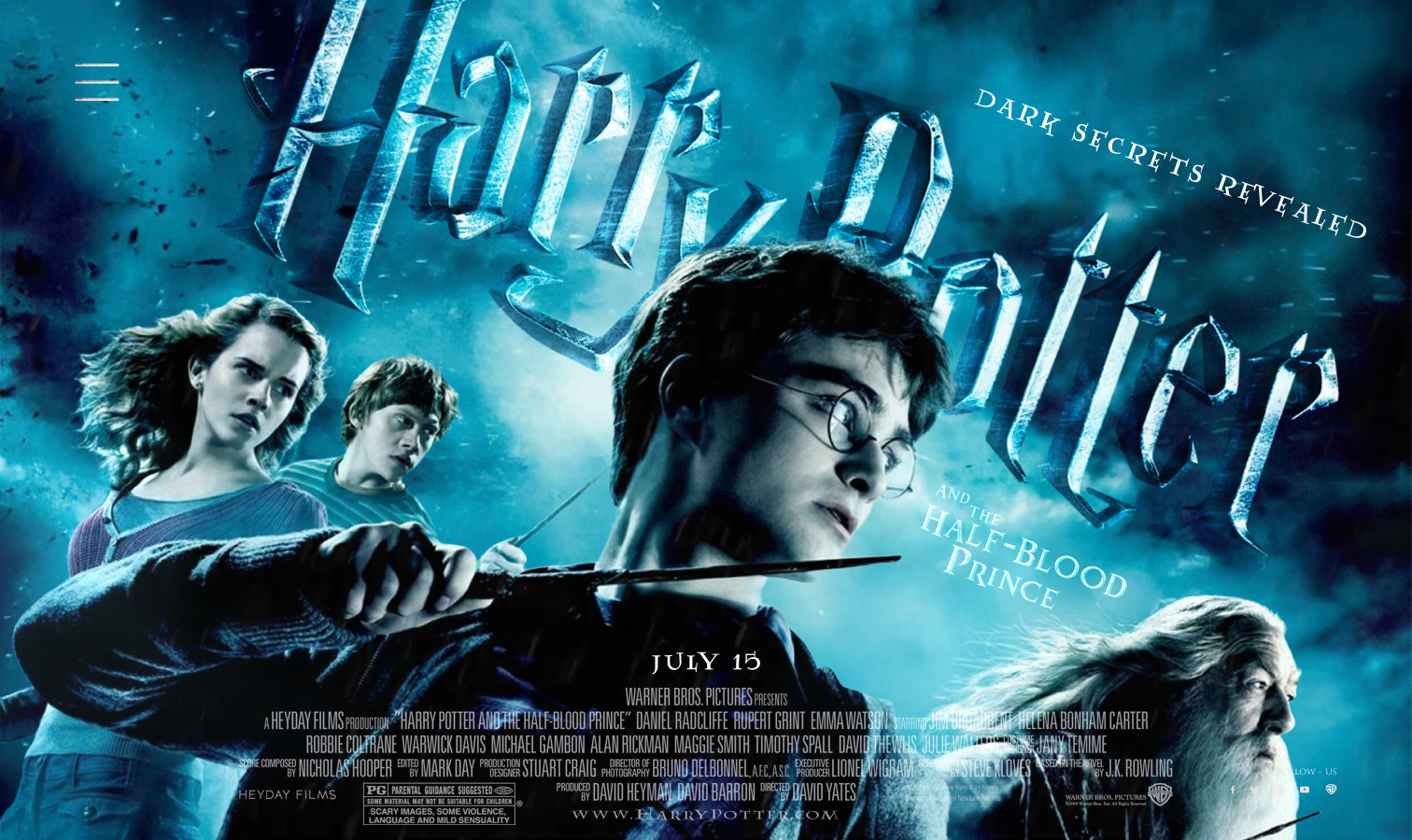 Harry potter and the half blood prince : website design entertainment entertainment website harry potter landing page movie movie design movie website promo website promotional website ui uxui design webdesign website