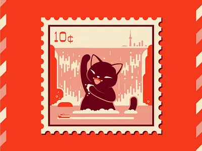 Whimsical Vector Illustration – Cat & Niagara Falls Stamp Design animal character design bold colour palette canada illustration character design clean vector art cultural humour editorial illustration flat illustration freelance illustrator funny cat illustration graphic design illustrator for hire merchandise illustration niagara falls illustration postage stamp art stamp design sticker design travel illustration vector illustration whimsical illustration