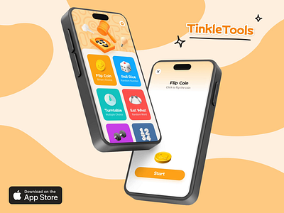 TinkleTools - Help you make decision 3d app coin design dice flip a coin graphic design hammer ios tinkle tool ui
