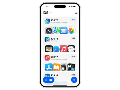 iOS icon evolution / interaction apple bottom bar calendar datepicker evolution grid hstory icon interaction ios mockup navigation tabs timeline
