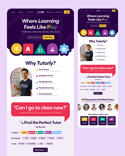 EdTech Kids Website Design tutor booking website