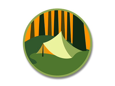 Green Tent in the Forest badge branding design graphic design illustration logo vector