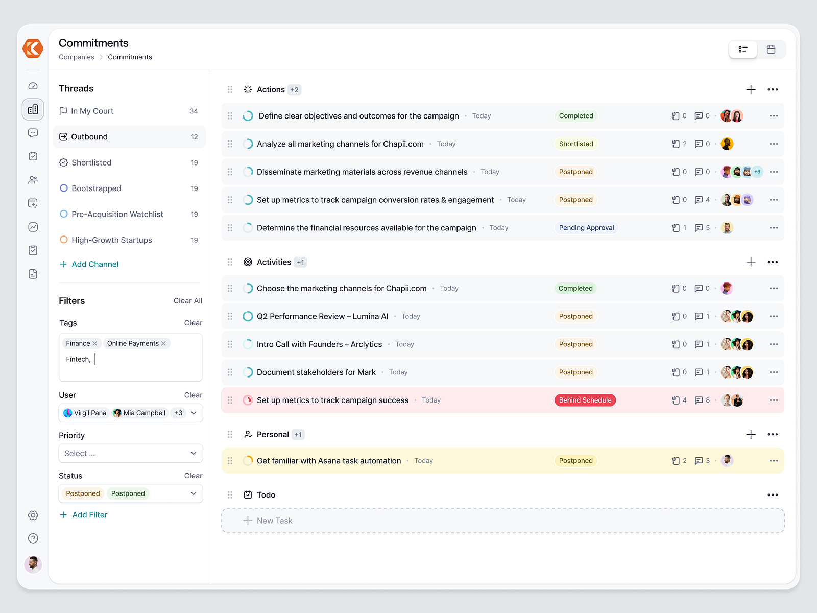 Katalyst App - Commitments Page by Virgil Pana on Dribbble