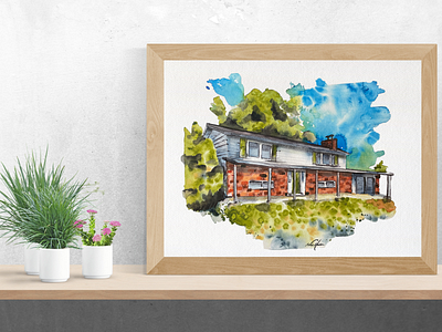 Home Sweet Home commission house watercolor watercolor house painting watercolor painting