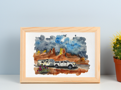 Southwest Camping camping commssion southwest southwest landscape watercolor watercolor camper