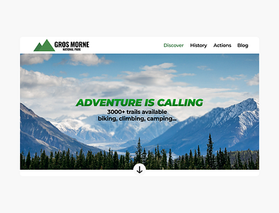 National Park - Homepage exploration adventure animation figma homepage national park nature parallax prototyping ui webdesign