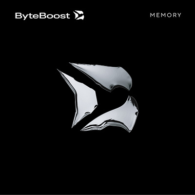 Byteboost (random access memory) abstract branding brandmark chrome cyberpunk design illustration lettering logo logotype memory wordmark