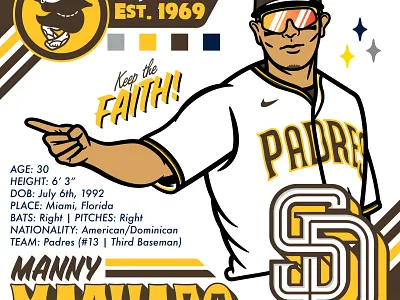 KEEP THE FAITH - MANNY MACHADO 2022 baseball branding design illustration mannymachado mlb padres papajart vector