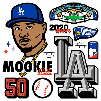 IT'S TIME FOR DODGERS BASEBALL! - MOOKIE BETTS 2022 baseball branding design dodgers illustration mlb mookiebetts papajart vector
