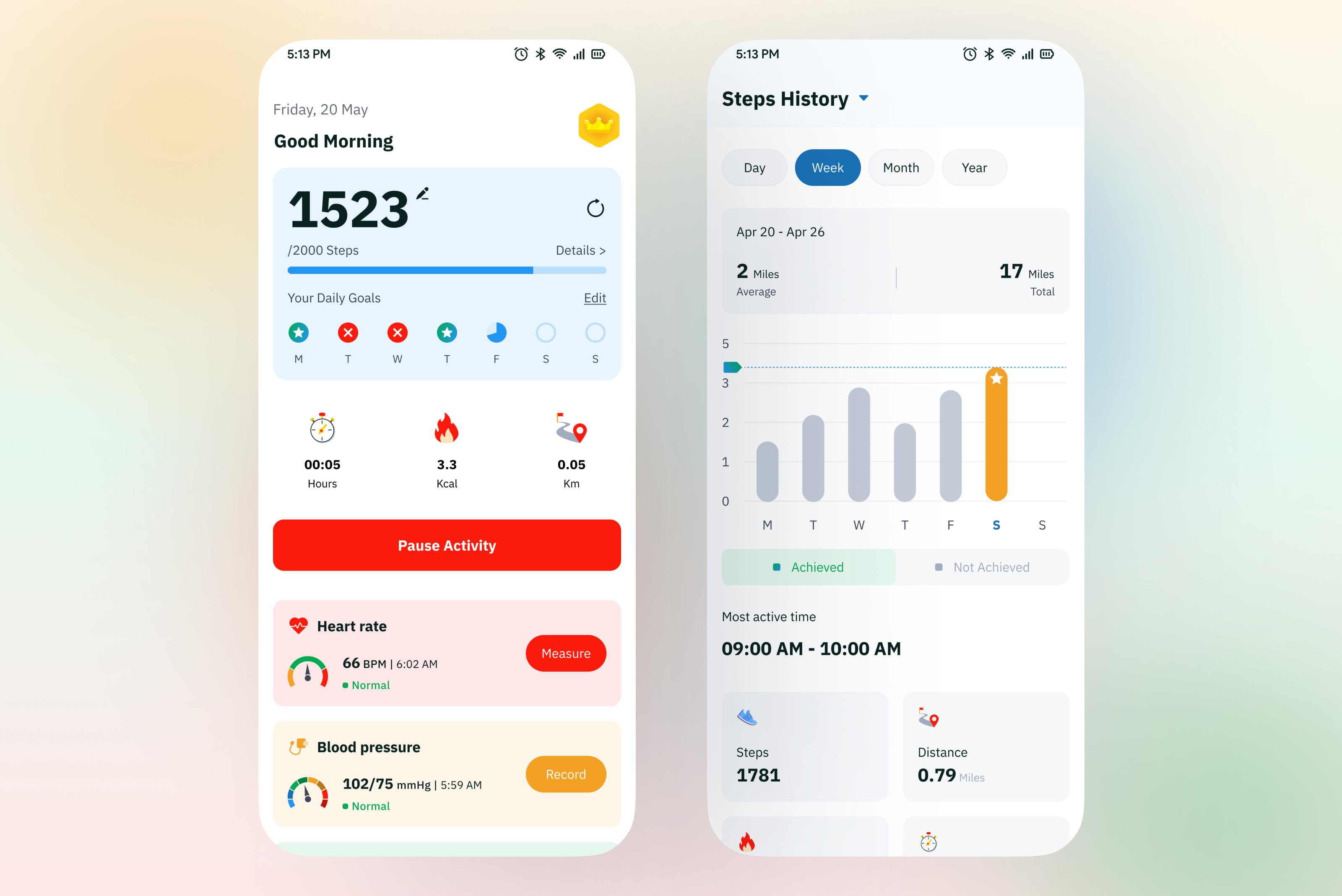 Step Counter Fitness App UI Design clean design daily tracker figma design ios app design minimalist ui step counter app