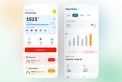 Step Counter App Design for Mobile clean design daily tracker figma design ios app design minimalist ui step counter app