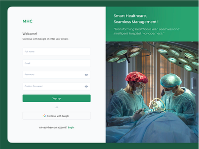Sign up/Login - Hospital Management System app application figma graphic design healthcare hospital management system sketch software ui ui design uiux ux web app web design website design