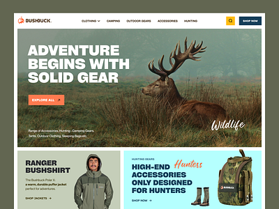 Outdoor Adventure Gear Website adventure adventure tour backpackers bushcraft camping camping accessories design service ecommerce hiking hunting hunting accessories landing page landing page design service landingpage web design webdesign website design website designer website ui wilflife