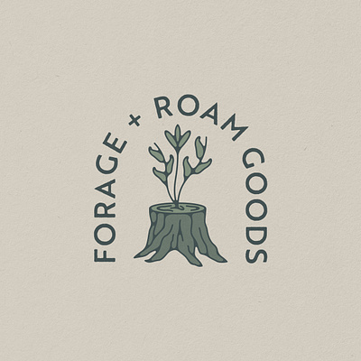 Forage + Roam Branding (Unused Concept), 2022 adventure badge brand identity branding design explore illustration leaf leaves logo minnesota nature stump tree